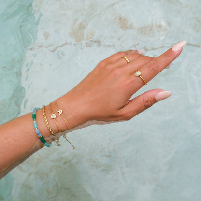 Mini Heart Birthstone Bracelet (Gold)