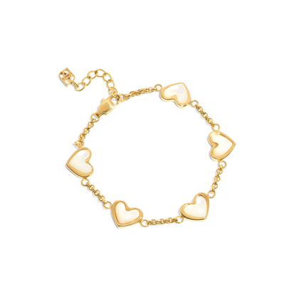 Mother of Pearl Multi Heart Bracelet (Gold)