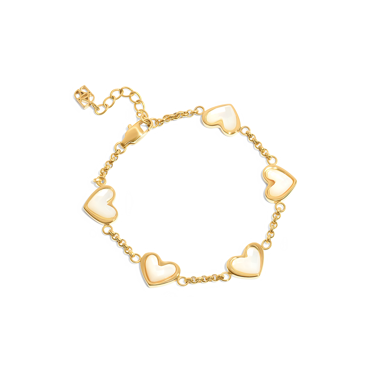 Mother of Pearl Multi Heart Bracelet (Gold)