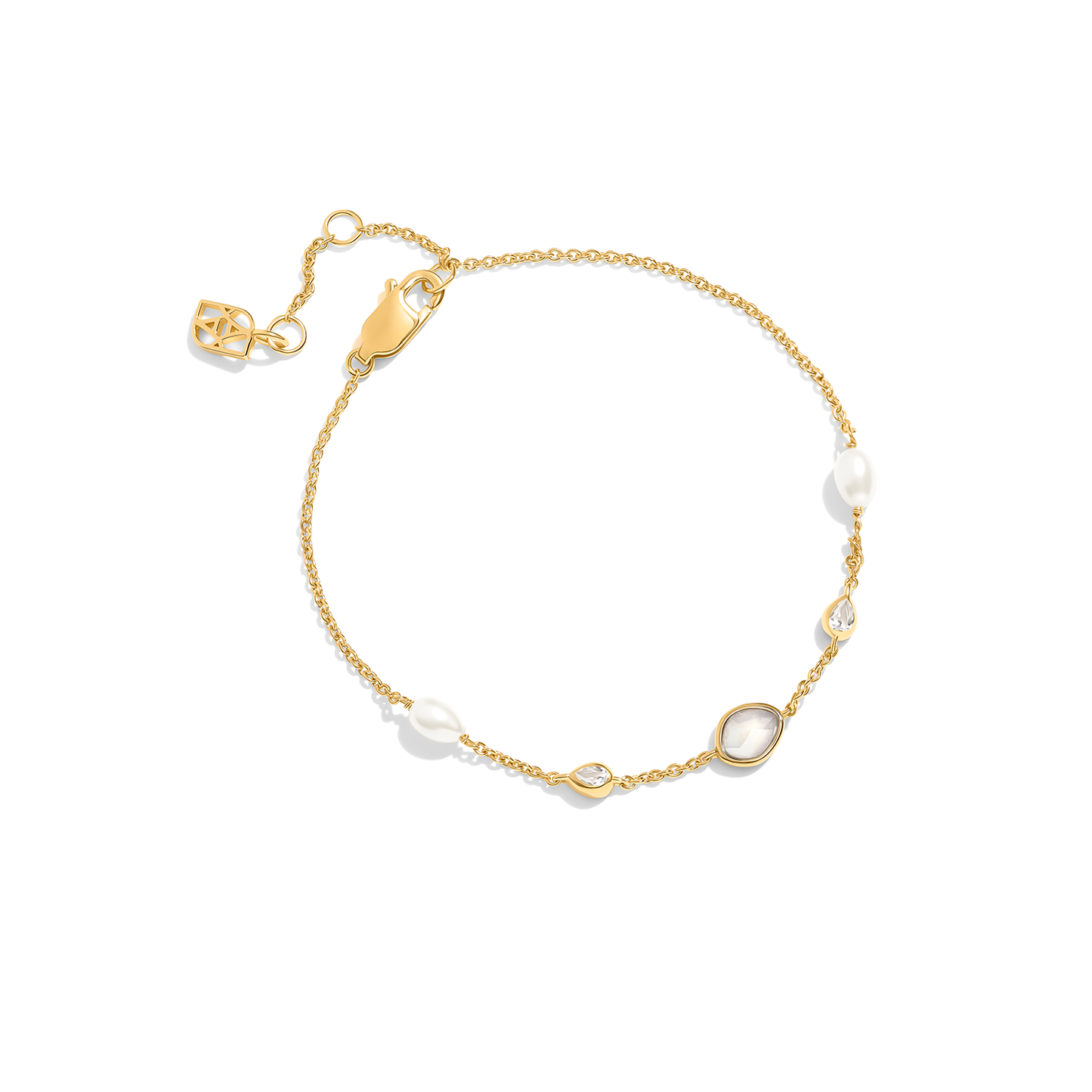 Modern Elegance Quartz & Pearl Jewellery Set (Gold)