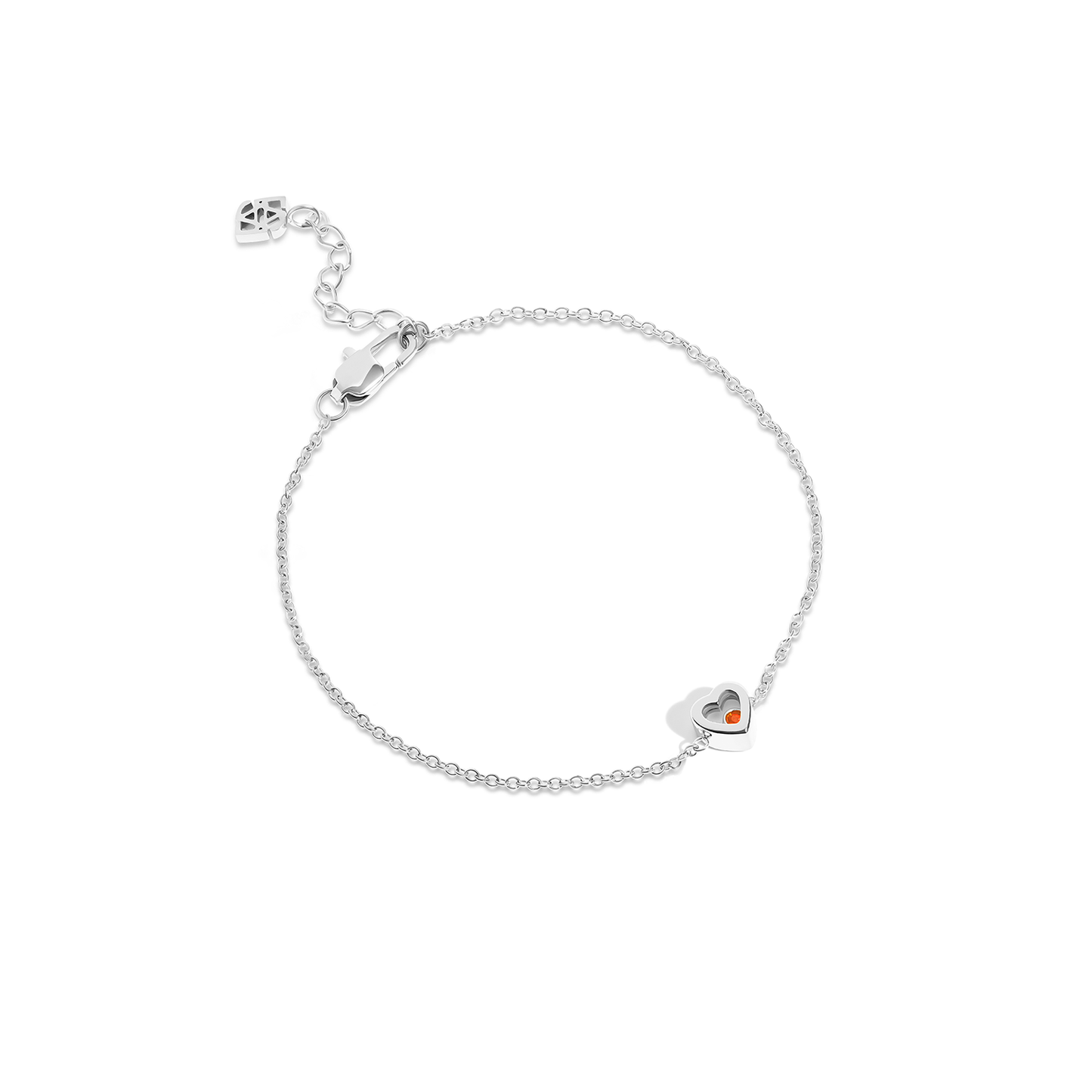 Floating Birthstone Multi Heart Bracelet (Silver)