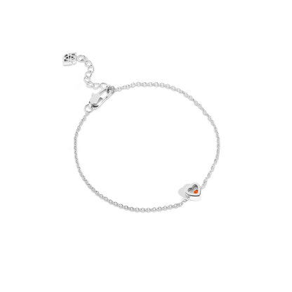 Floating Birthstone Multi Heart Bracelet (Silver)
