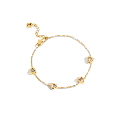 Floating Birthstone Multi Heart Bracelet (Gold)
