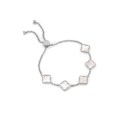 Multi Pearl Clover Bracelet - Silver