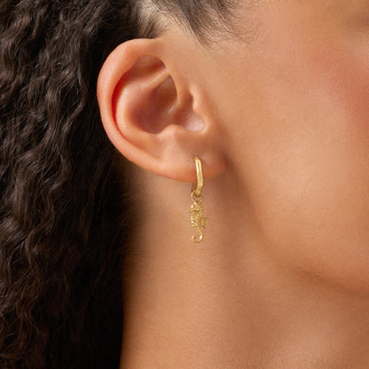 Ocean Charms Seahorse Huggie Earrings (Gold)