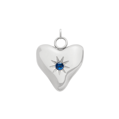 Molten Heart Birthstone Charm (Silver)