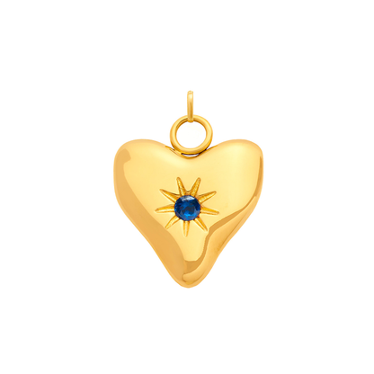 Molten Heart Birthstone Charm (Gold)