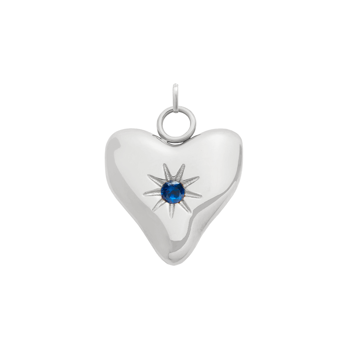 Molten Heart Birthstone Charm (Silver)