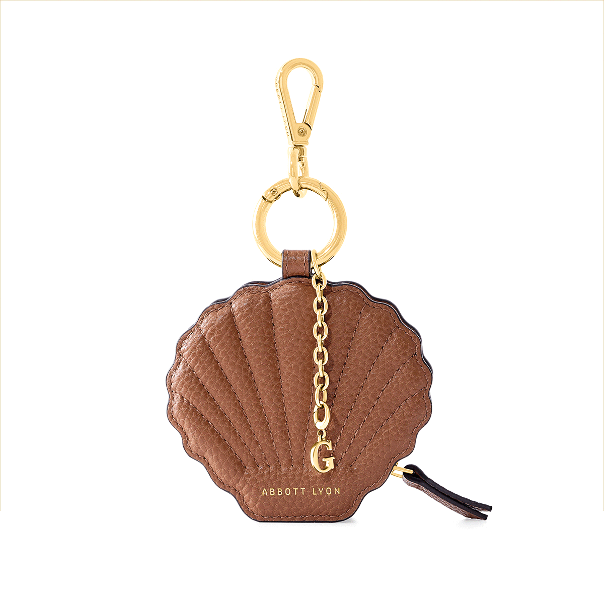 Leather Shell Pouch Keyring (Tan)