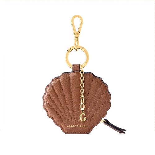 Leather Shell Pouch Keyring (Tan)
