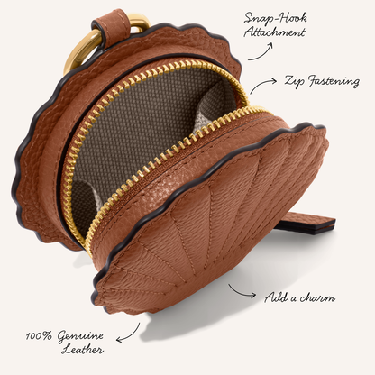 Leather Shell Pouch Keyring (Tan)