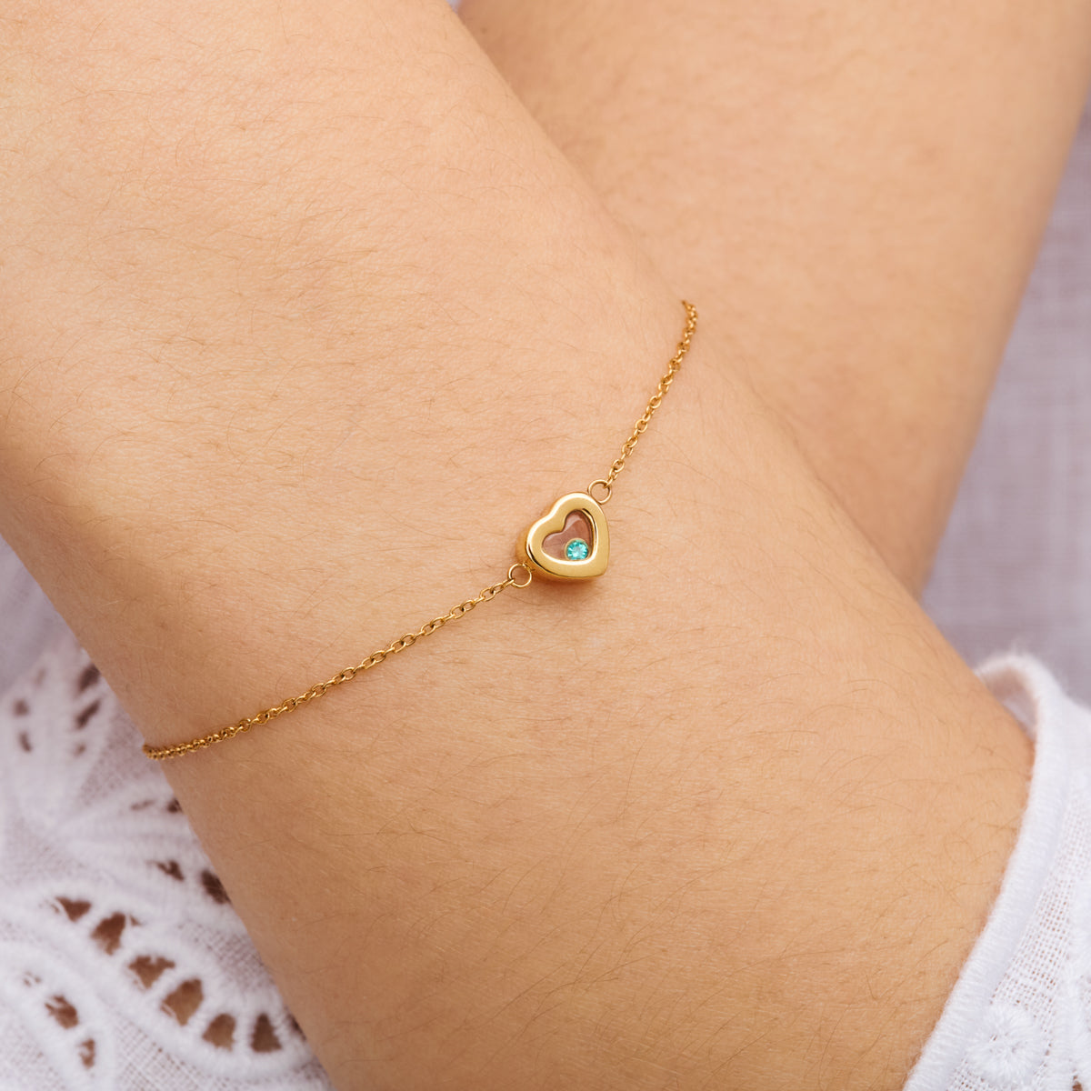 Floating Birthstone Charm Locket (Silver)