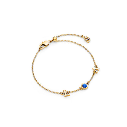 Made Mine Initials & Birthstone Bracelet (Gold)