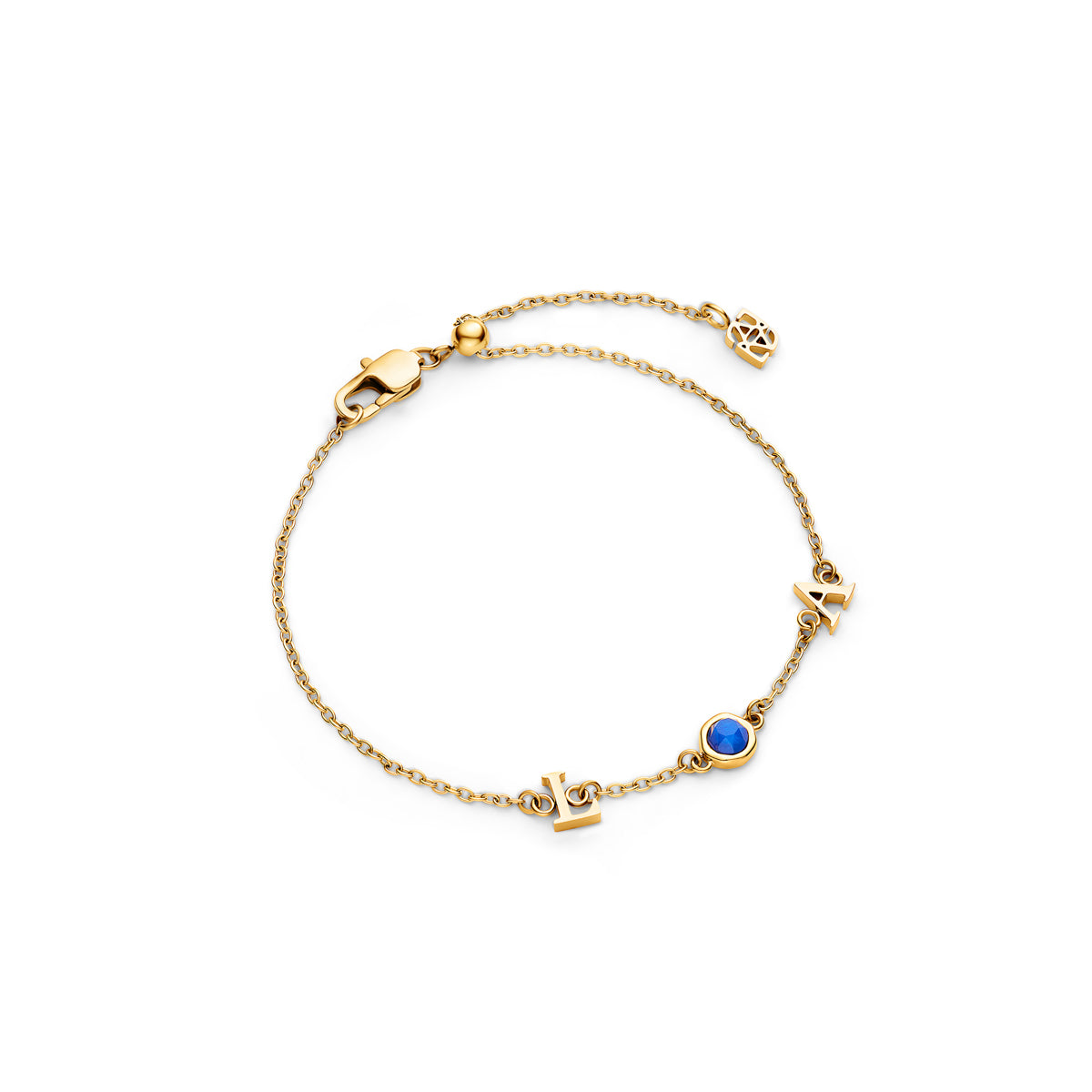 Made Mine Initials & Birthstone Bracelet - Gold