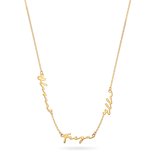 Multi Signature Name Necklace (Gold)