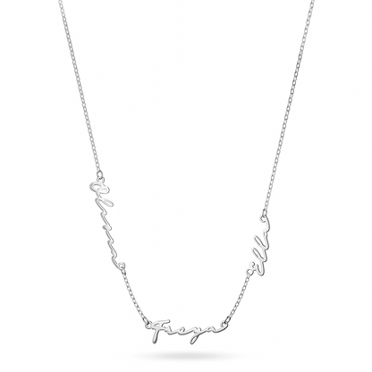 Multi Signature Name Necklace (Silver)