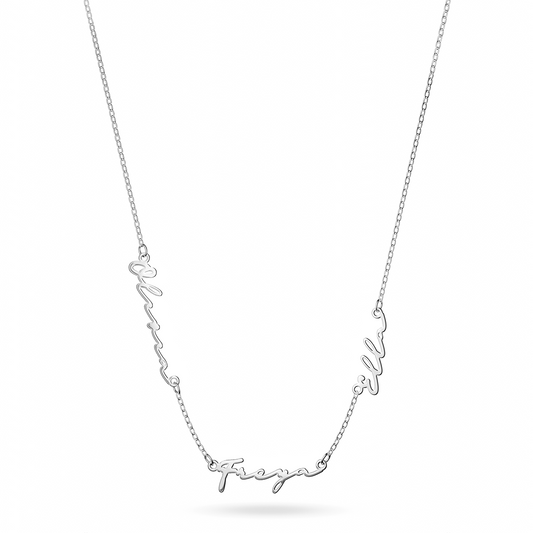 Multi Signature Name Necklace (Silver)