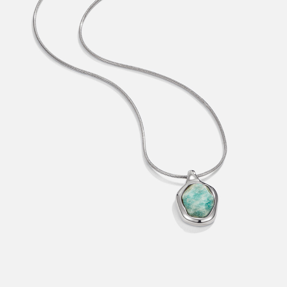 Silver Aquamarine Pendant Necklace