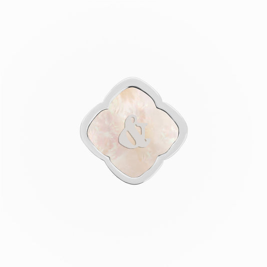 Rosette Pearl Clover Charms (Silver) - &