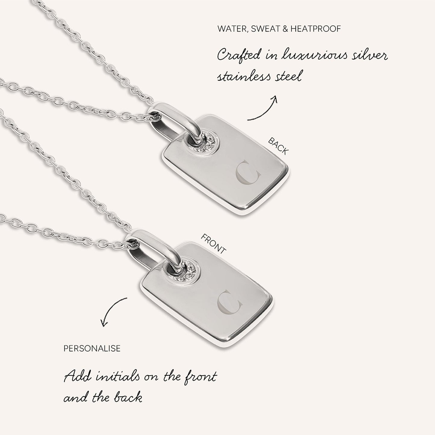 Mini Written In The Stars Initial Tag Necklace (Silver)