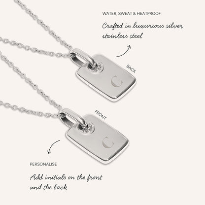 Mini Written In The Stars Initial Tag Necklace (Silver)