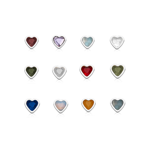 Made Mine Charms - Heart Birthstone Charms (Silver)
