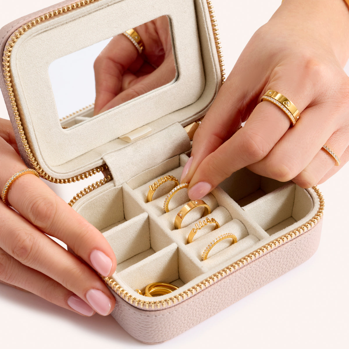 Small Leather Jewellery Box (Blush Nude)
