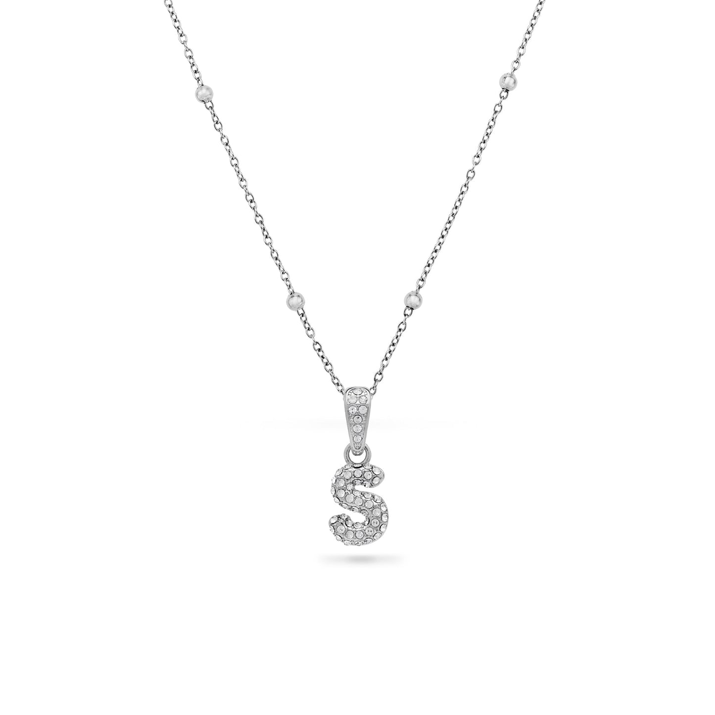 Bubble Initial Necklace - Silver