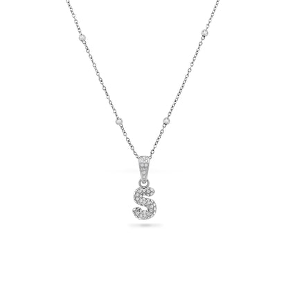 Bubble Initial Necklace - Silver