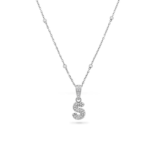 Bubble Initial Necklace - Silver