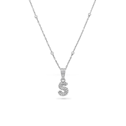 Bubble Initial Necklace - Silver