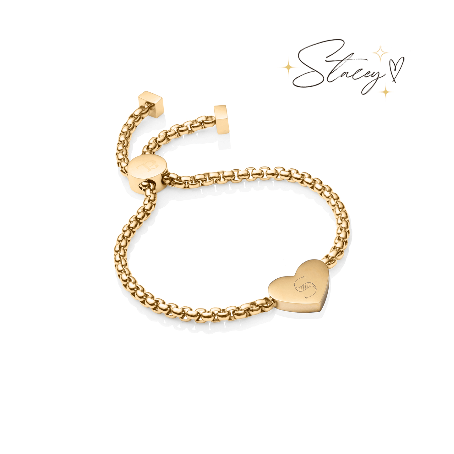 Initial Heart Bracelet (Gold)