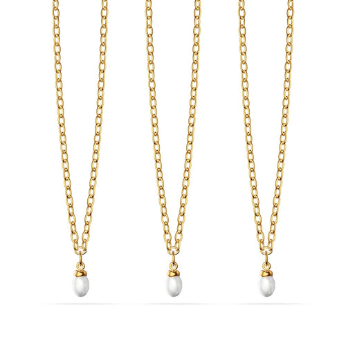 Fine Organic Pearl Necklace Bridesmaid Gift Set (Gold)