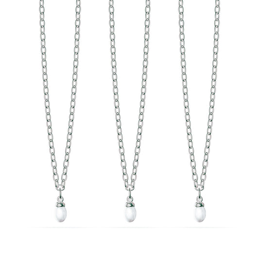 Fine Organic Pearl Necklace Bridesmaid Gift Set (Silver)