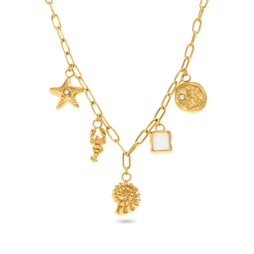 Ocean Charms Necklace (Gold)