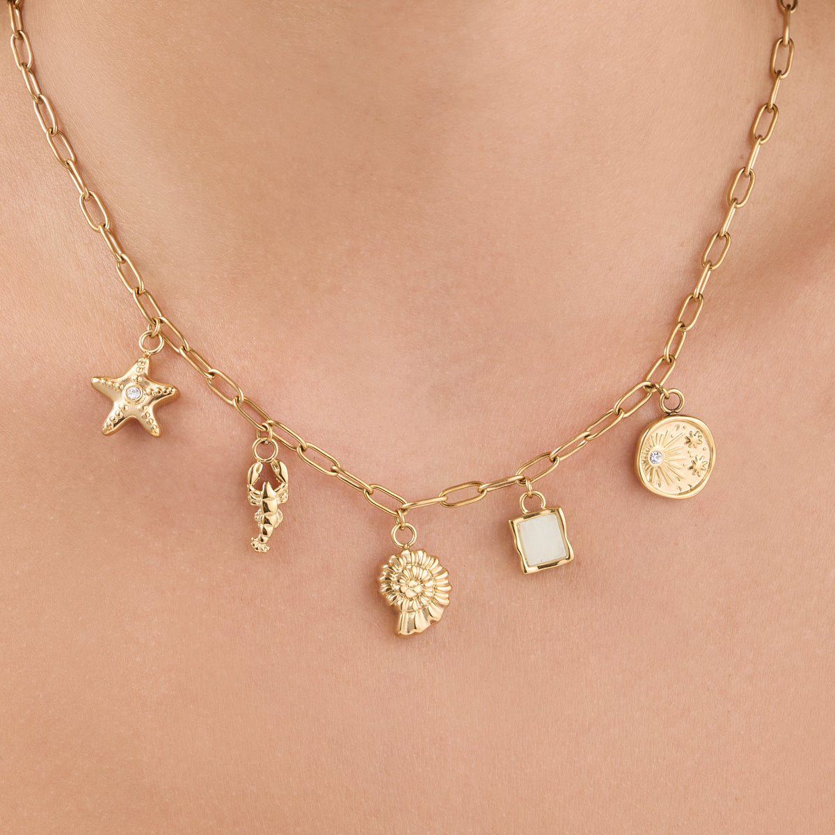 Ocean Charms Necklace (Gold)