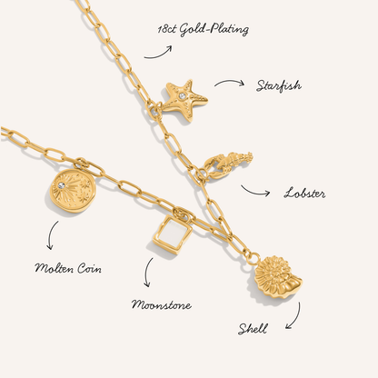 Ocean Charms Necklace (Gold)
