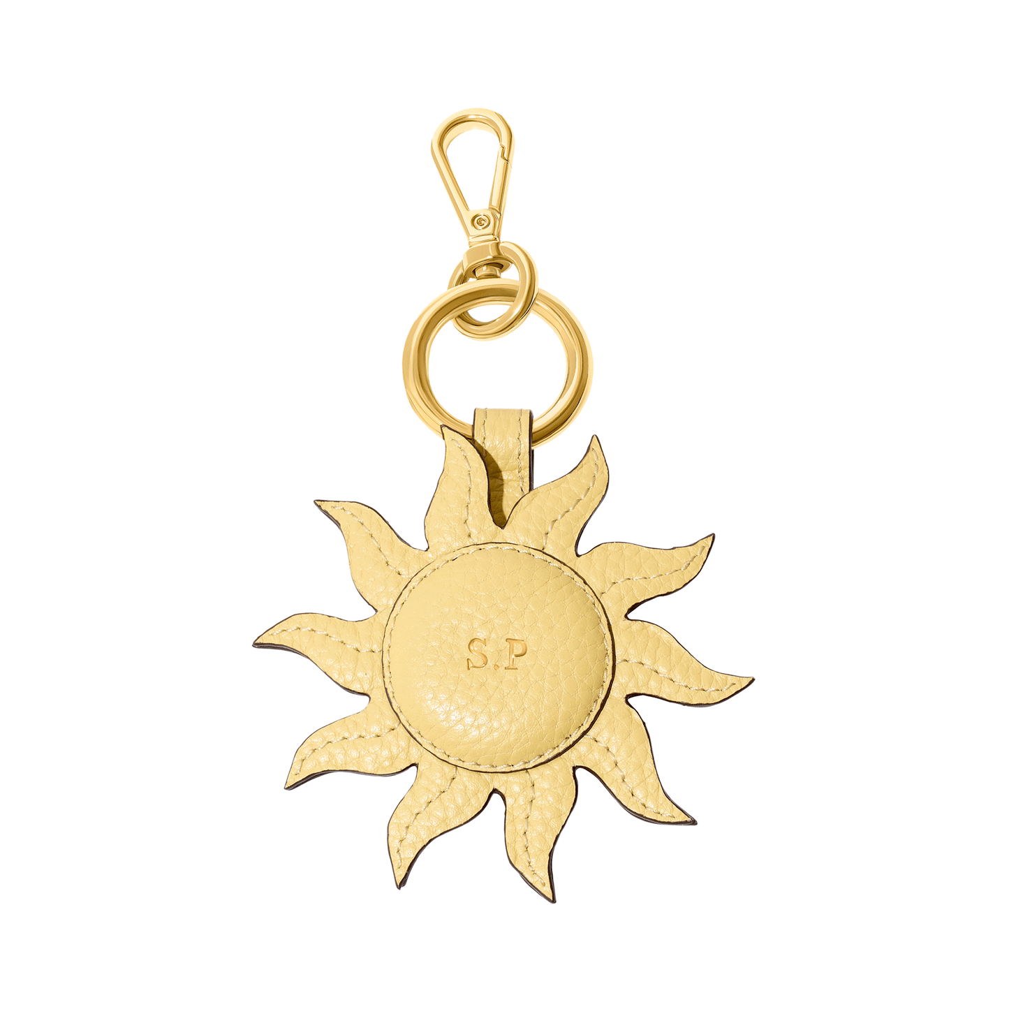Leather Sun Keyring (Butter Yellow)
