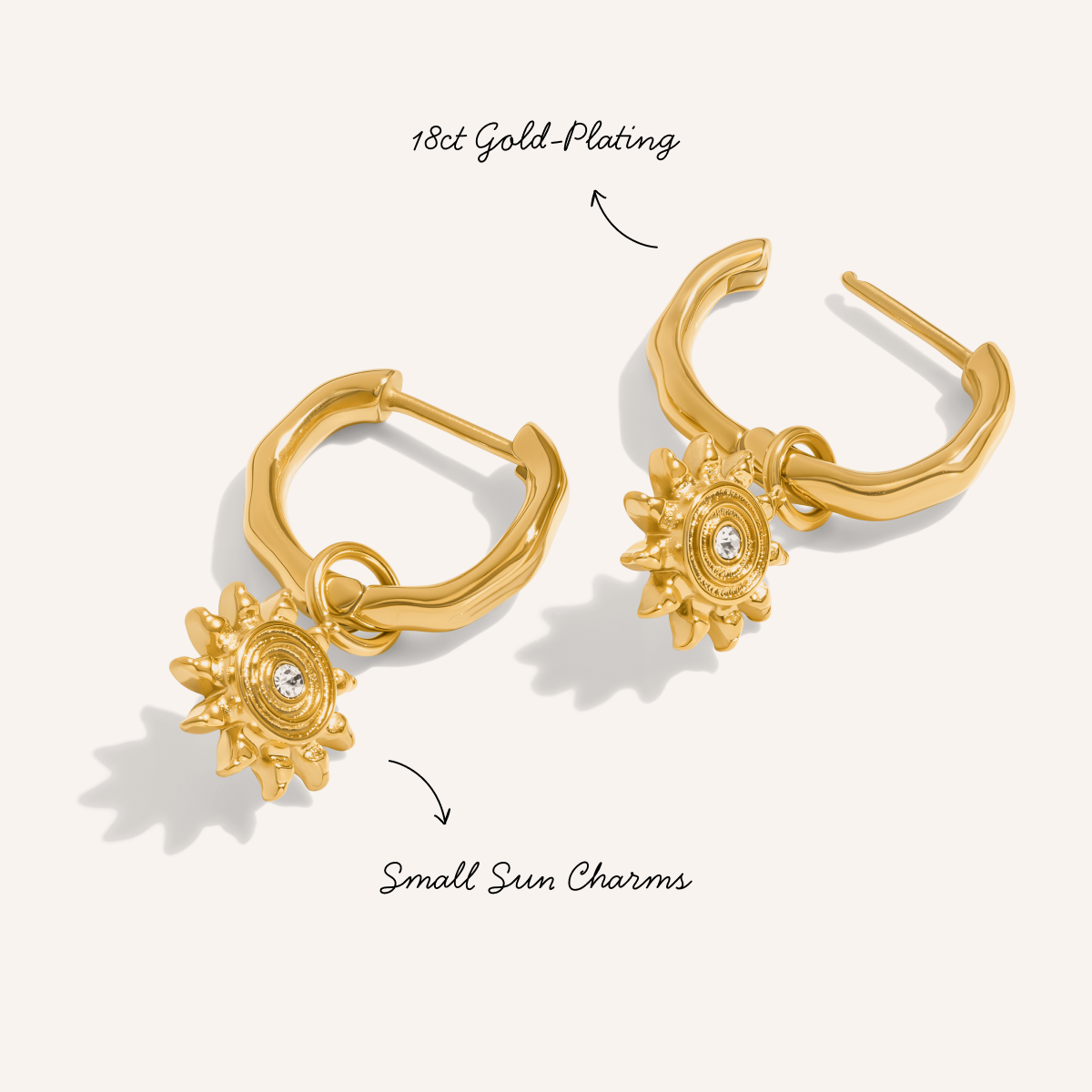 Ocean Charms Sun Huggie Earrings (Gold)