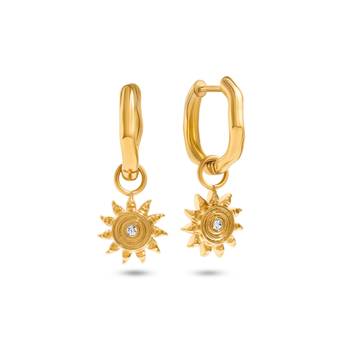 Ocean Charms Sun Huggie Earrings (Gold)