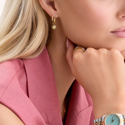 Ocean Charms Sun Huggie Earrings (Gold)