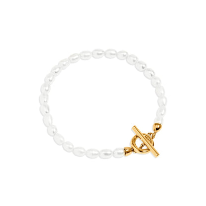 T-bar Pearl Bracelet (Gold)