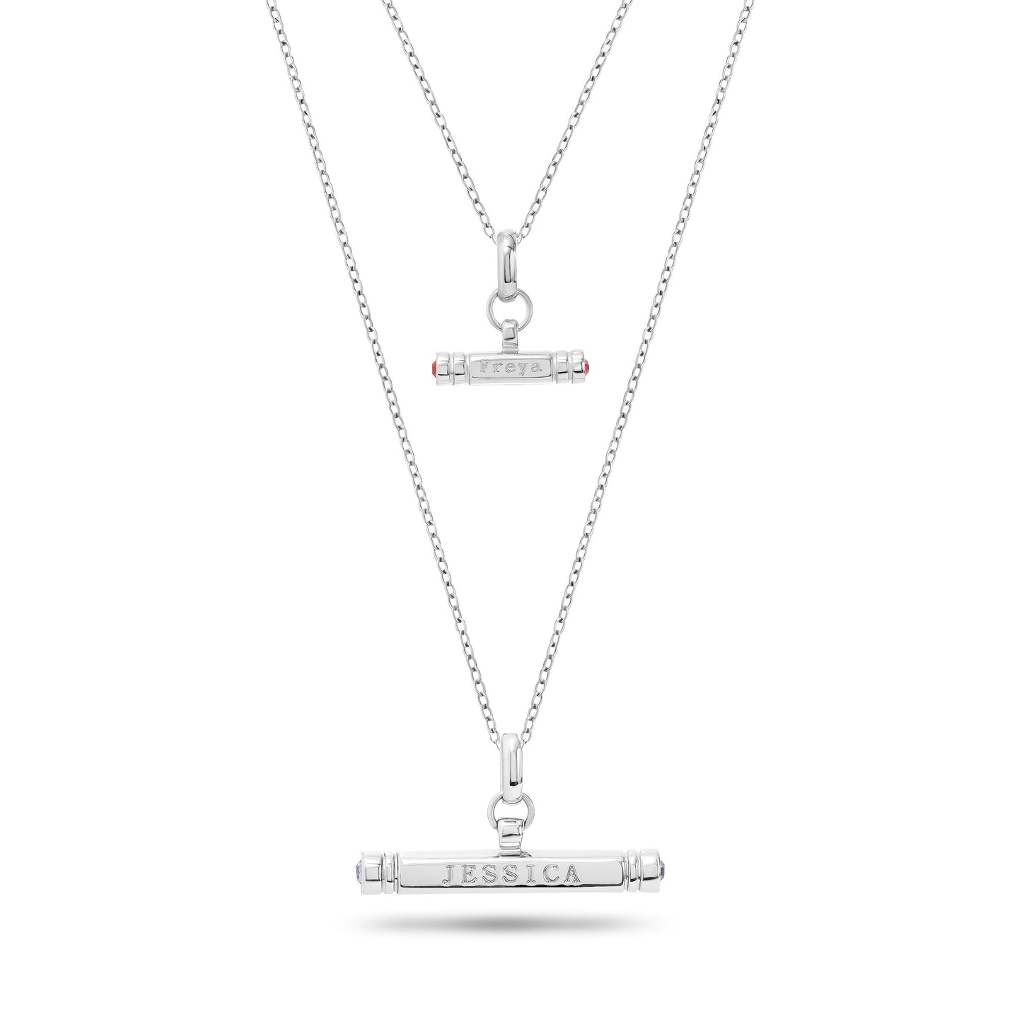 Mini & Me T-Bar Necklace Set (Silver)
