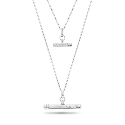 Mini & Me T-Bar Necklace Set (Silver)