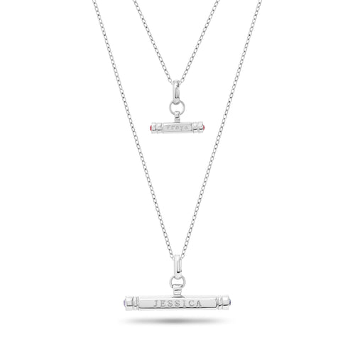 Mini & Me T-Bar Necklace Set (Silver)
