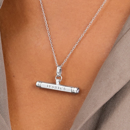 Custom Stamped T-Bar Necklace (Silver)