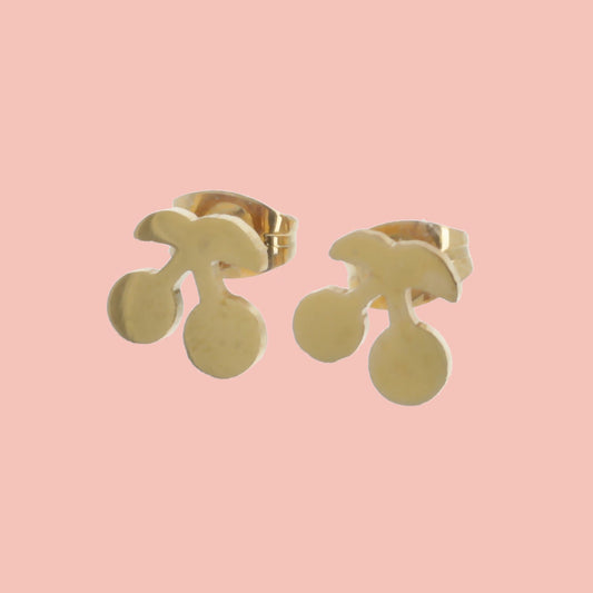 Tiny Cherry Stud Earrings (Gold Plated)