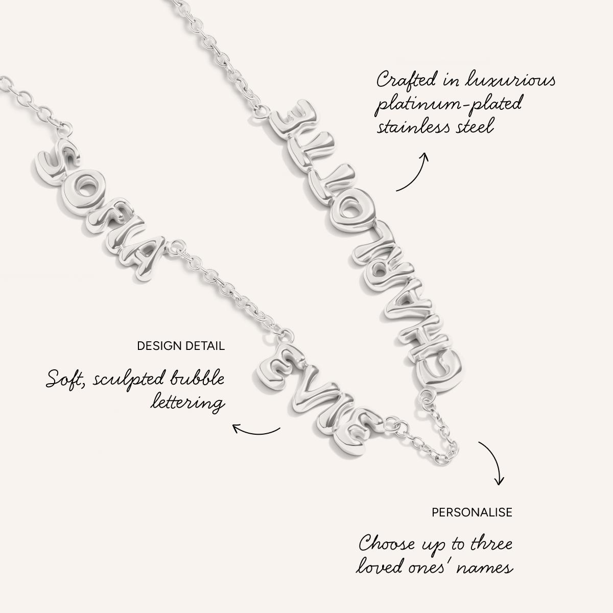 Bubble Name Necklace (Silver)