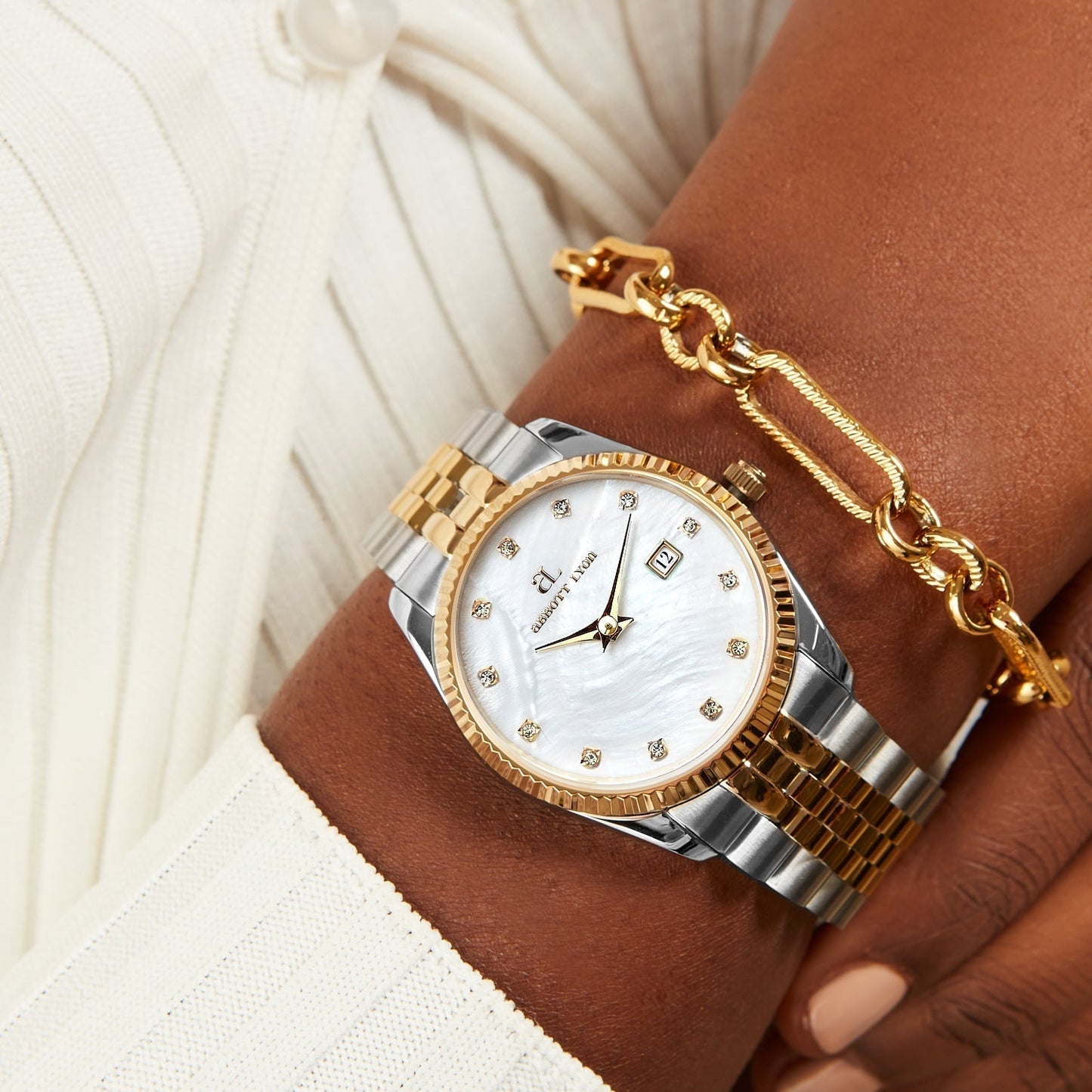 Belgravia 36mm Pearl & Crystal Link Watch