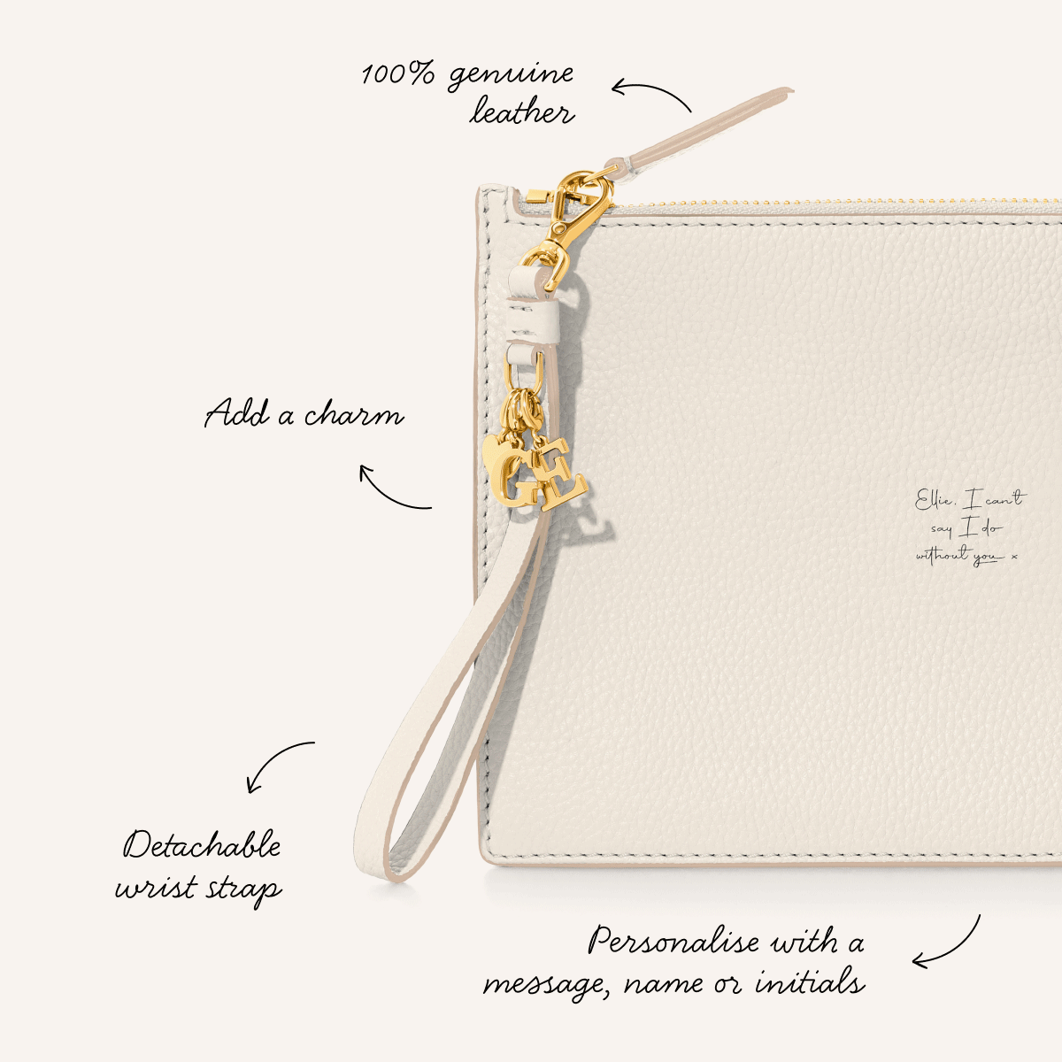 Leather Clutch Pouch (Ivory)